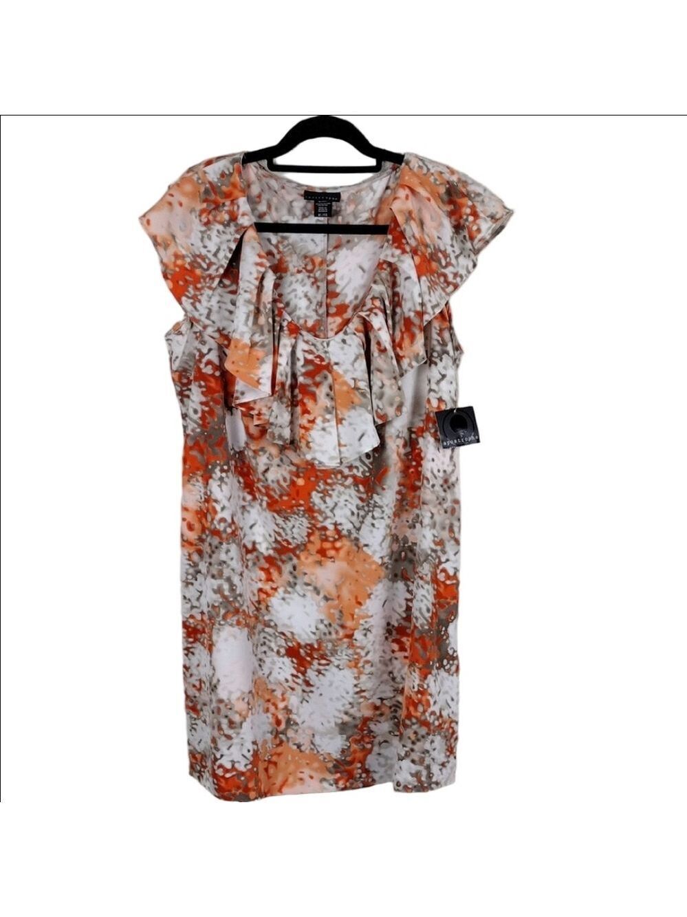 apostrophe Bella Group Orange Combo Ruffled Collar Sleeveless Mini Sheath Dress